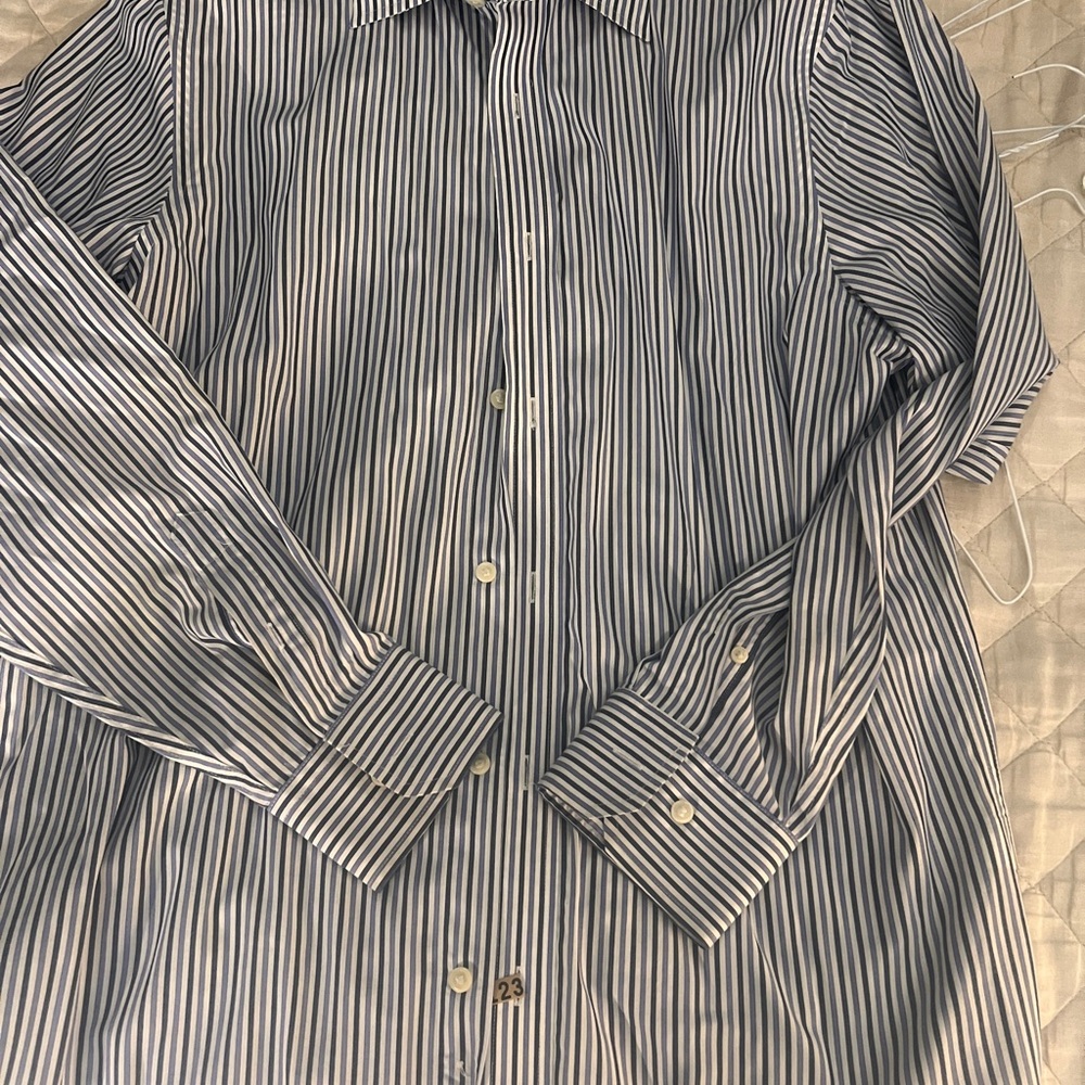 Banana Republic Navy and White Striped Shirt